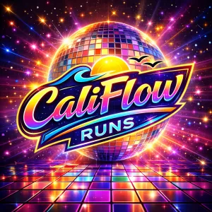 Disco Miles: Beachfront Boogie 5K, 10K, Half Marathon by Califlow Runs logo