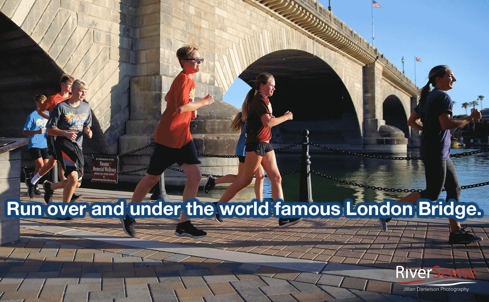 Runners crossing the London Bridge during the Havasu Half Marathon.