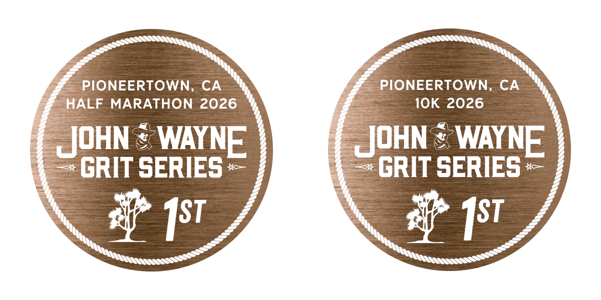 John Wayne Grit Series medal for Pioneertown, CA, 10K 2026.