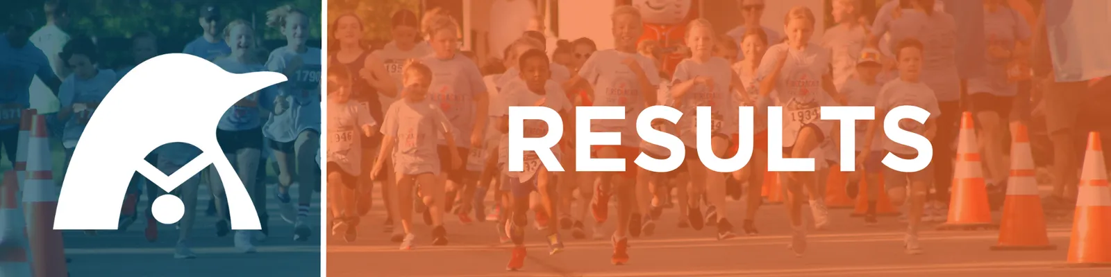 A group of young runners in a race, with the word 'RESULTS' overlaid on the image.