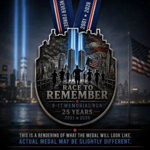Race to Remember 9/11 Memorial Run | 1M 5K 10K 13.1 26.2 Virtual Race -*Our first set of these medals SOLD OUT! We were able to get 100 more made and they will ship out November 1, 2026! Reserve yours now!