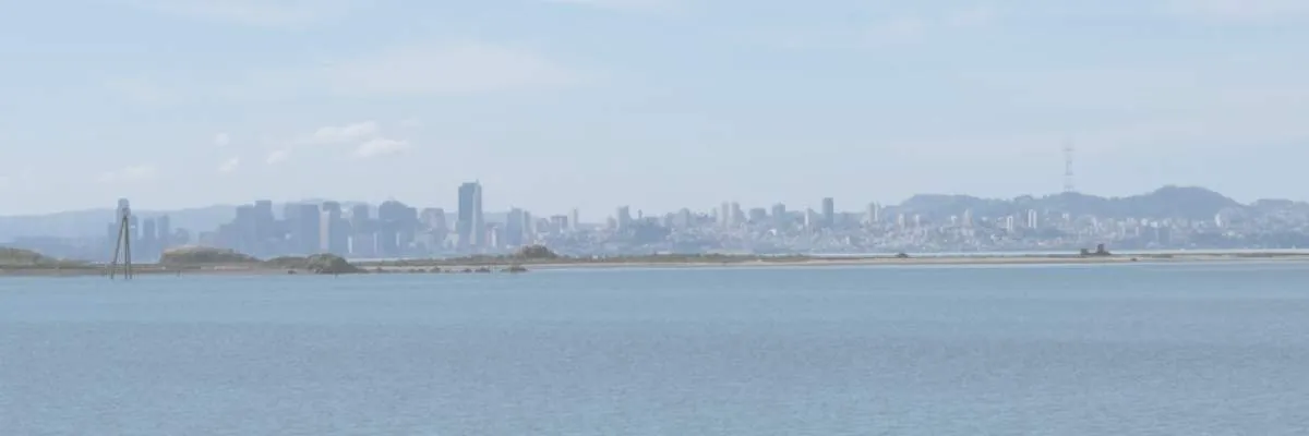 Panoramic view of a city skyline across a body of water.
